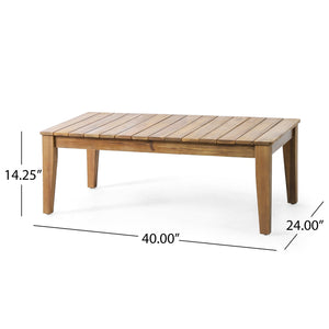 English Elm Christopher Knight Home® - Camak Acacia Wood Outdoor Loveseat & Coffee Table Set in Teak Beige — Weather-Resistant, 800lb Capacity 71702.00BGE