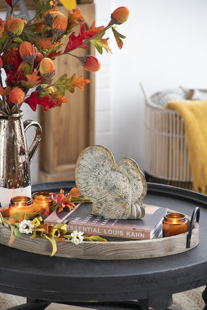 English Elm Set Of 2 Rustic Resin Turkeys With Pumpkins - Charming Fall Decor For Thanksgiving & Harvest Tables W2078P246102-GIGA