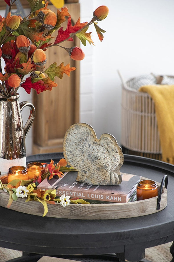 English Elm Set Of 2 Rustic Resin Turkeys With Pumpkins - Charming Fall Decor For Thanksgiving & Harvest Tables W2078P246102-GIGA