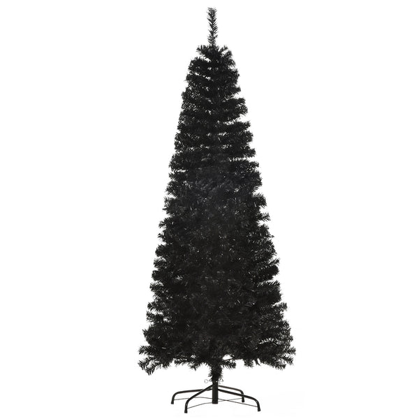 English Elm Homcom 6Ft Slim Pencil Douglas Fir Christmas Tree – Realistic, Easy Assembly, Versatile Black Decor W2225P229705