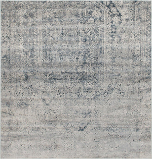 Unique Loom Chateau Quincy Machine Made Abstract Rug Gray, Beige/Navy Blue 7' 1" x 7' 1"