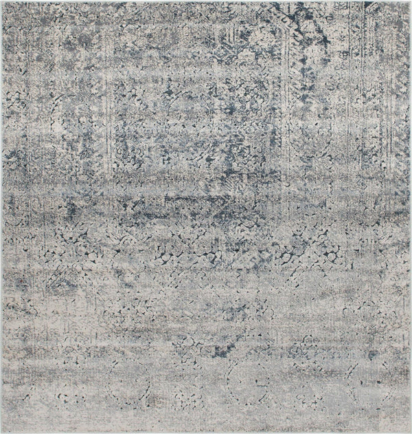 Unique Loom Chateau Quincy Machine Made Abstract Rug Gray, Beige/Navy Blue 7' 1" x 7' 1"