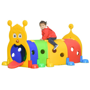 English Elm Qaba Caterpillar Crawl Tunnel Four Section Toddler Play Set for Indoor Outdoor Fun W2225P200821