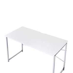 English Elm Tennos Modern White Writing Desk with Chrome X-Frame, 15mm MDF Top, Compact 45" Workspace, 70lb Capacity B2726P287549