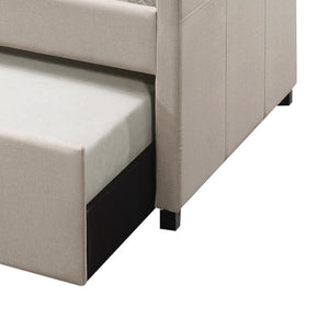 English Elm Fog Twin Upholstered Daybed with Trundle, Upholstered Panel Back & Track Sides, No Box Spring Needed B062S00477