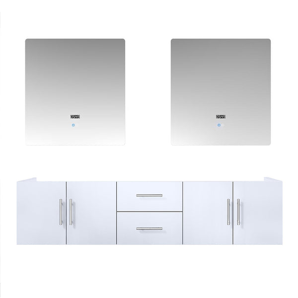English Elm Glossy Double Bath Vanity 72" W With Led Mirrors - Modern Design, Ample Storage & Easy Installation B2731S00552