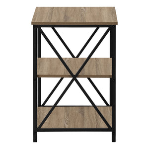 English Elm Accent 3-Tier Side Table with X-Frame Metal Base, Space-Saving End Table with Shelves for Living Room taupe 27 L x 20 W x 5 H B2710P219352