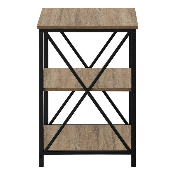 English Elm Accent 3-Tier Side Table with X-Frame Metal Base, Space-Saving End Table with Shelves for Living Room taupe 27 L x 20 W x 5 H B2710P219352