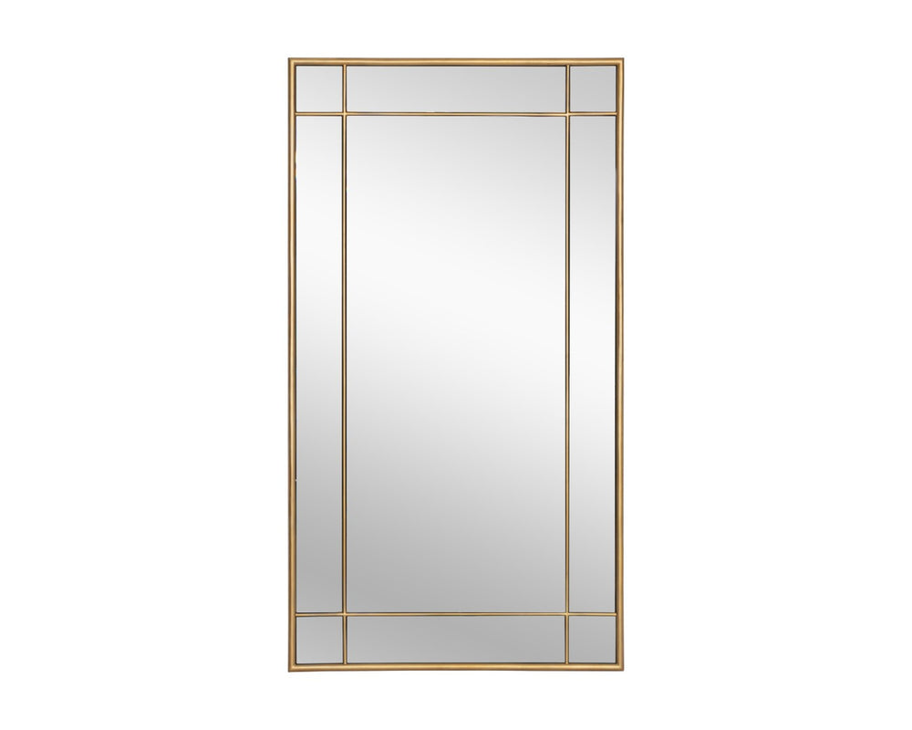 Sunpan PASADENA Floor Mirror - Elegant Brass Frame, Handcrafted, Full-Length Design for Timeless Style & Safety 106552