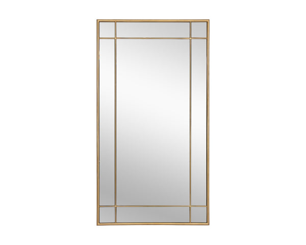 Sunpan PASADENA Floor Mirror - Elegant Brass Frame, Handcrafted, Full-Length Design for Timeless Style & Safety 106552