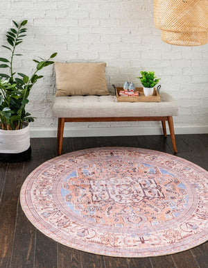 Unique Loom Timeless Judas Machine Made Medallion Rug Blue, Beige/Ivory 7' 7" x 7' 9"