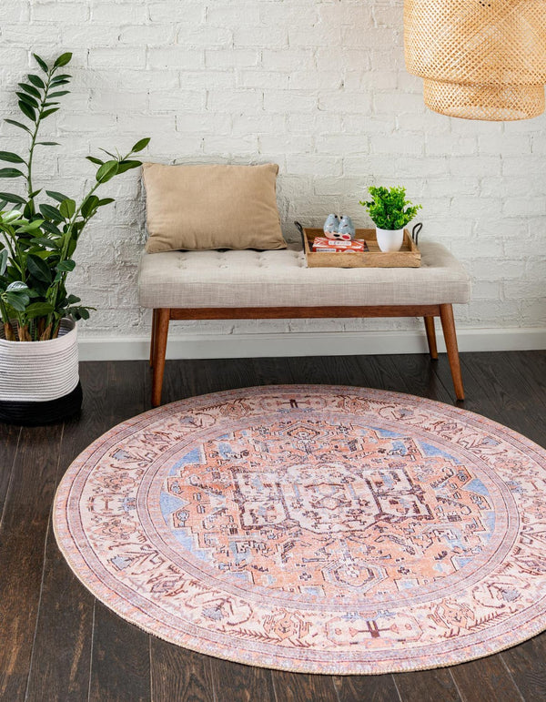 Unique Loom Timeless Judas Machine Made Medallion Rug Blue, Beige/Ivory 7' 7" x 7' 9"