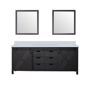 English Elm Brown Double Bath Vanity With White Quartz Countertop, Storage Solutions & Elegant Mirrors Included B2731S00860