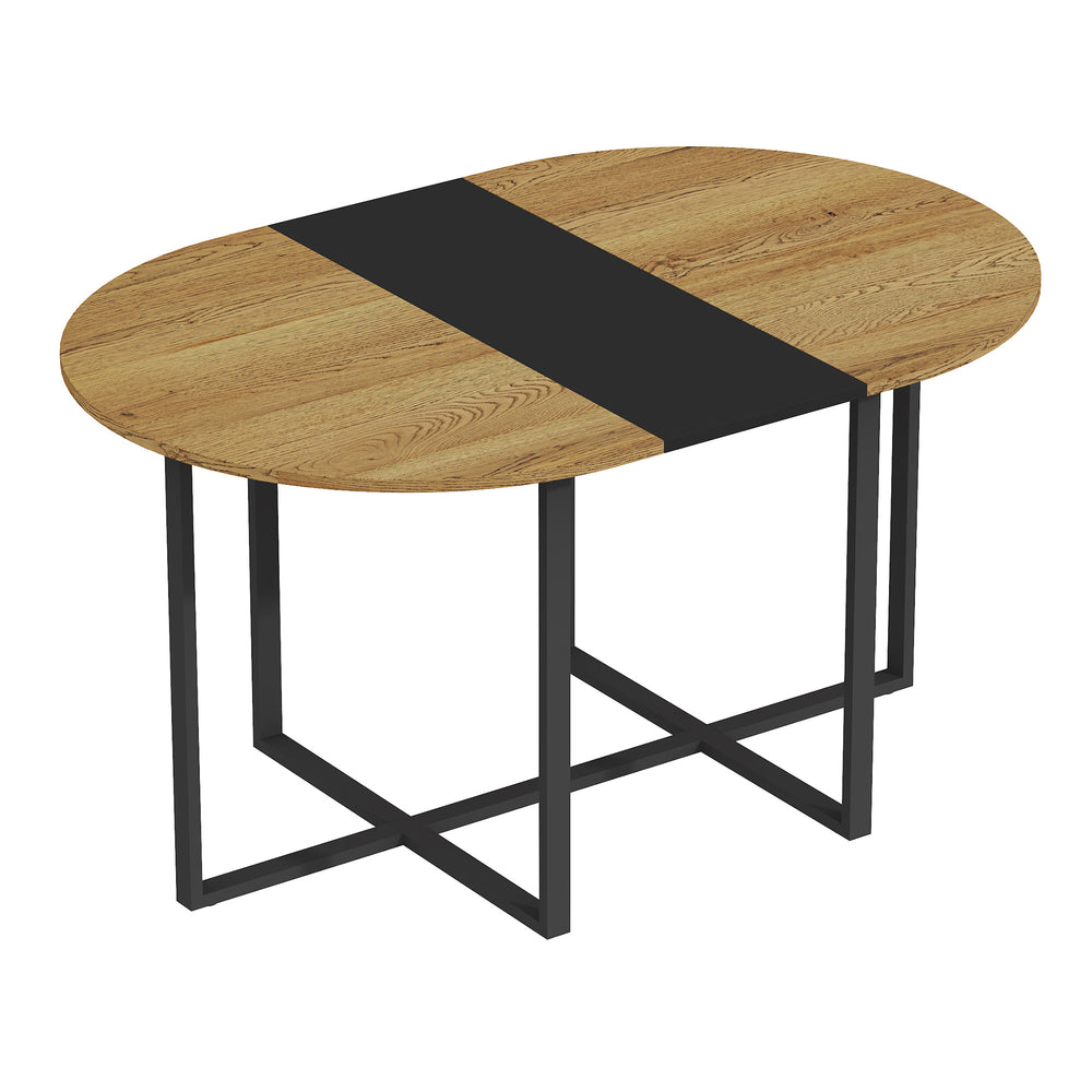 English Elm Sn-ovt150-6-wdbk Two-tone Oval Dining Table Wood Grain Mdf Top Modern Family Kitchen W3875P372896