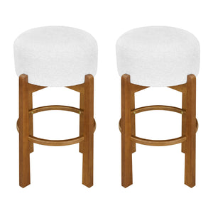 English Elm Christopher Knight Home® - Vera Elegant Wooden Barstools Set Of 2 - Ivory Upholstery, Walnut Finish For Modern Interiors N775P333869W