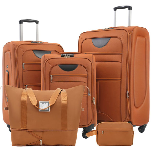 English Elm Softside Expandable Spinner Luggage Set with Tsa Lock Duffel Polyester Travel Orange N732P201004G