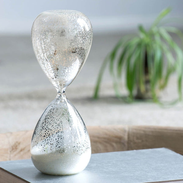 English Elm Set Of 2 Silvered Hourglasses, 60-Minute Timer With White Sand - Elegant Decor For Home & Office W2078P278479-GIGA