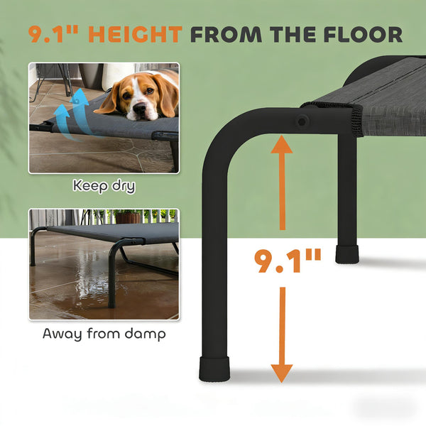 English Elm Large Elevated Dog Bed Powder Coated Steel Frame Teslin Mesh for Extra Big Breeds Black,Gray T3971P440346