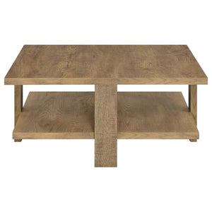 English Elm Runnion Rustic Mango Wood 2 Piece Coffee and End Table Set with Open Shelves B062S01478