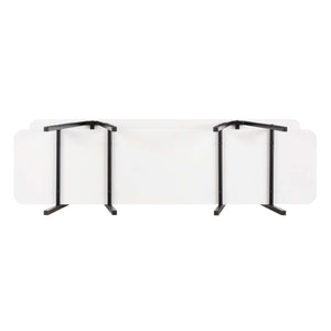 English Elm Celine 47" Console Table in White – Sleek MDF & Black Steel Legs, 2 Open Shelves, Fits Up to 45" TV B365P398250
