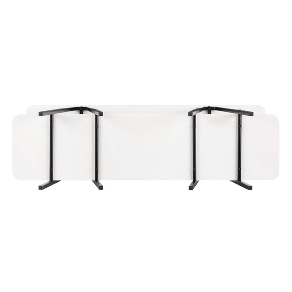 English Elm Celine 47" Console Table in White – Sleek MDF & Black Steel Legs, 2 Open Shelves, Fits Up to 45" TV B365P398250