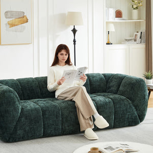 English Elm Chenille Cloud Sofa with Quilted Seat and Piano Backrest for Modern Living Spaces Green W834P442223
