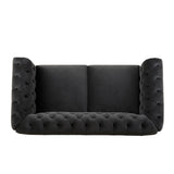 Christopher Knight Home® - Noble House - - Vivalux 59.44" Chesterfield Velvet Loveseat Sofa,2-Person Rolled Arm Dutch Plush Upholstered Sofa Couch With Tufted Button For Living Room, Bedroom, Small Places,Dark Gray