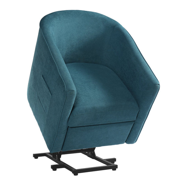 English Elm Power Lift Recliner Barrel Back Chenille Chair for Seniors with Footrest Pocket Blue N719P355911C