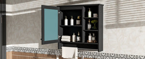 English Elm 30 Inch Wall Mount Mirror Cabinet Mdf Storage with Soft Close Hinges Bathroom Vanity Black N710P186086B