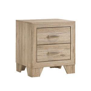 English Elm 2 Drawer Wood Nightstand with Tapered Legs and Natural Finish for Modern Bedrooms B016P256426