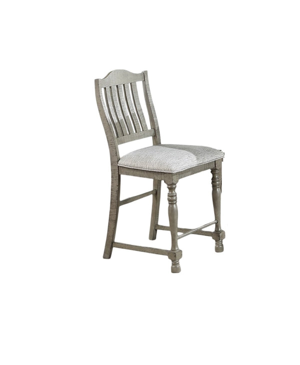 English Elm Dining Set Five Piece Round Counter Height Acacia Wood Table Four Upholstered Chairs B011S00974