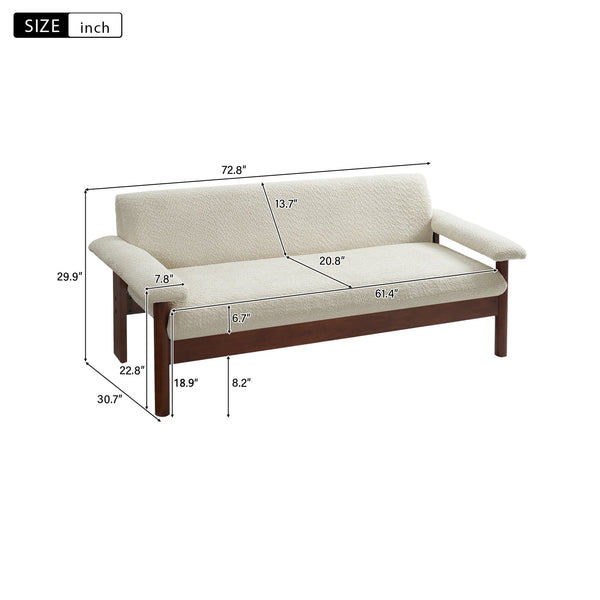 English Elm Modern Berber Fleece 2 Seat Loveseat Rubberwood Base Plush Armrest Couch for Apartments N763S000050A