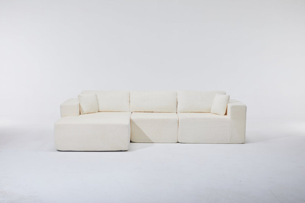 English Elm Modular Cloud Sectional with Corduroy Upholstery Deep Cushions for Living Rooms W1919S00007