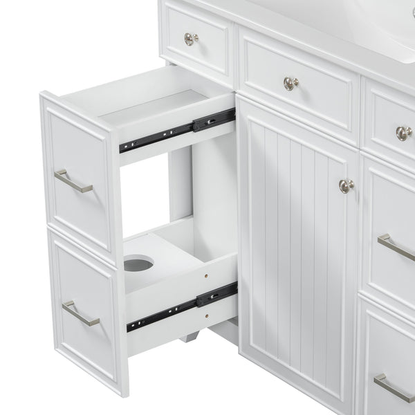 English Elm 36" 36-inch Transitional Bathroom Vanity with Ceramic Basin, Solid Wood Frame, Soft-Close Storage Elegance White N729P255663K