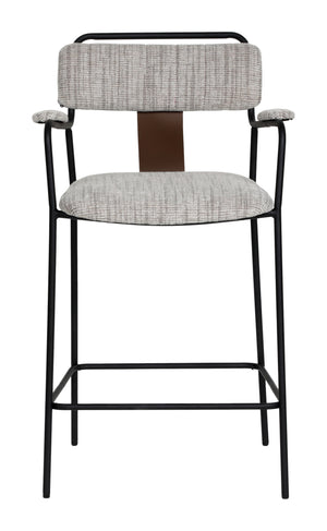 Zuo Modern Couva Counter Stool Set Of 2 - Modern Gray Tweed Design With Stylish Arms For Home & Bar Use Gray 100% Polyester,100% Polyurethane,Steel,Plywood 110936-zuo-modern