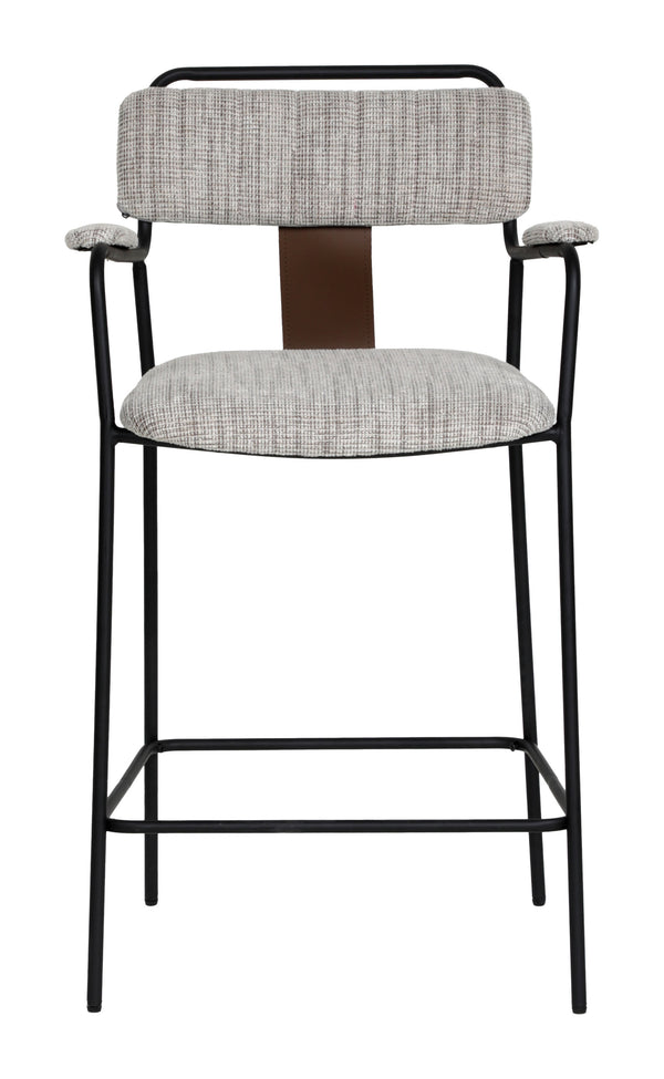 Zuo Modern Couva Counter Stool Set Of 2 - Modern Gray Tweed Design With Stylish Arms For Home & Bar Use Gray 100% Polyester,100% Polyurethane,Steel,Plywood 110936-zuo-modern
