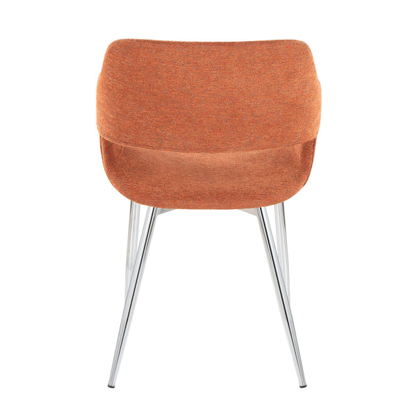 English Elm Margarite Contemporary Dining Chairs Set Of 2 - Vibrant Orange Fabric & Sleek Chrome Metal Design B202S01270