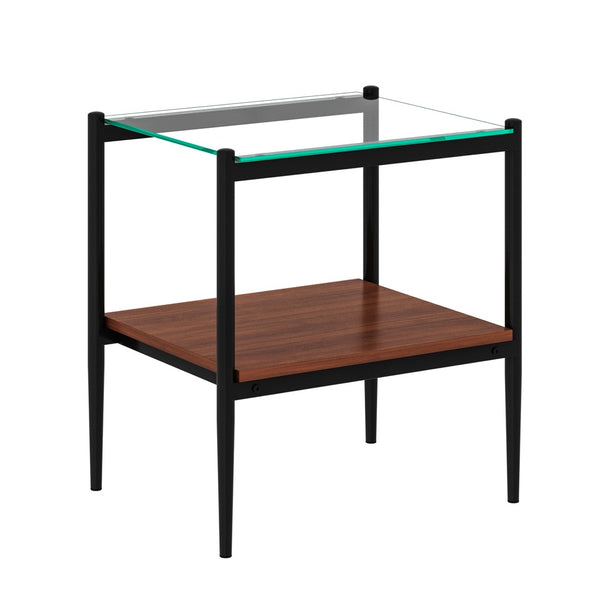 English Elm Set Of 2 Modern Rectangle End Tables With Tempered Glass Top And Mdf Shelf For Stylish Living Room W241P184246-GIGA