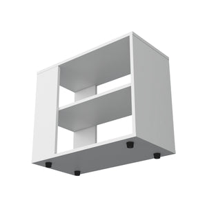 English Elm White Side Table Modern Melamine Two-Shelf Open Storage Rectangular Accent Table for Small Spaces B062P290233