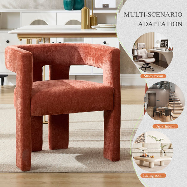 English Elm United We Win Chenille Barrel Accent Armchairs Set of Two for Living Room Dining Orange W1568P389272