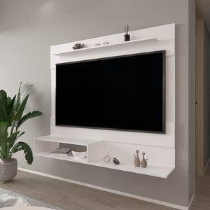 English Elm Floating Entertainment Center Albuquerque - White Engineered Wood, Slim Shelf Storage, Easy Assemble, Durable B092P306234