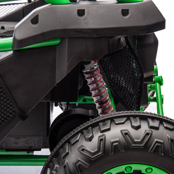 English Elm 24v Two Seater Kids Utv with Parental Remote Dual Motors Four Wheel Suspension Led Green W1578P198435