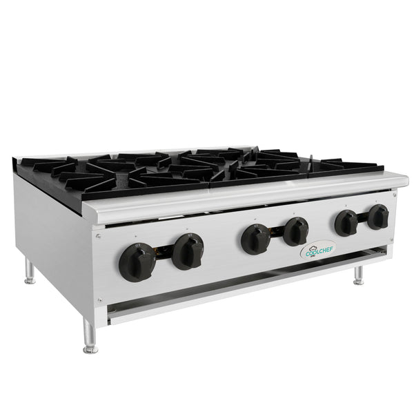 English Elm 180,000 Btu Six Burner Commercial Gas Hot Plate Stainless Steel Restaurant Range W3629P462154