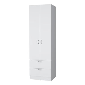 English Elm White Marquez Melamine 2-Door 2-Drawer Wardrobe — Durable, Stylish Bedroom Storage, 76.9" H B062P205246