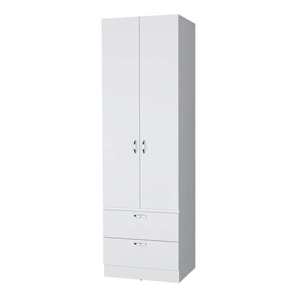 English Elm White Marquez Melamine 2-Door 2-Drawer Wardrobe — Durable, Stylish Bedroom Storage, 76.9" H B062P205246