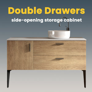 English Elm Grace Floating Walnut Vanity with Solid Surface Sink and Soft Close Storage Drawers W1865S00205