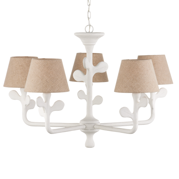 Charny Chandelier - Elegant White Composite Fixture with Nature-Inspired Design & Adjustable Height