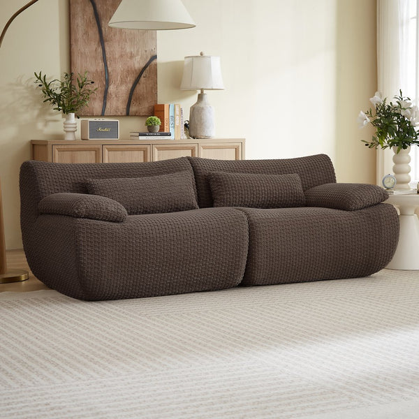 English Elm Loveseat Corduroy Cloud Couch Modular Boneless Sofa for Comfortable Living Room Lounging Brown W2339P461285
