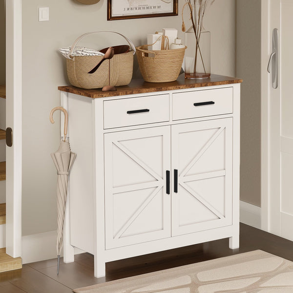English Elm Kitchen Storage Cabinet Modern Farmhouse Buffet Sideboard with Spacious Drawers and Sturdy Storage Slate finish White W2386P207765