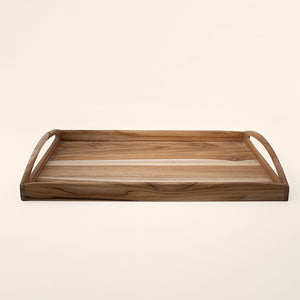 English Elm Handmade Teak Wood Rectangle Tray - 18X11 For Rustic Serving, Home Decor, & Versatile Display Use B346P327394